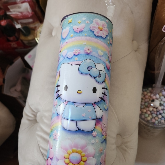 (Brand New) LIght pink, blue, and white Hello Kitty tote bag & baby blue thermos - Picture 7 of 8